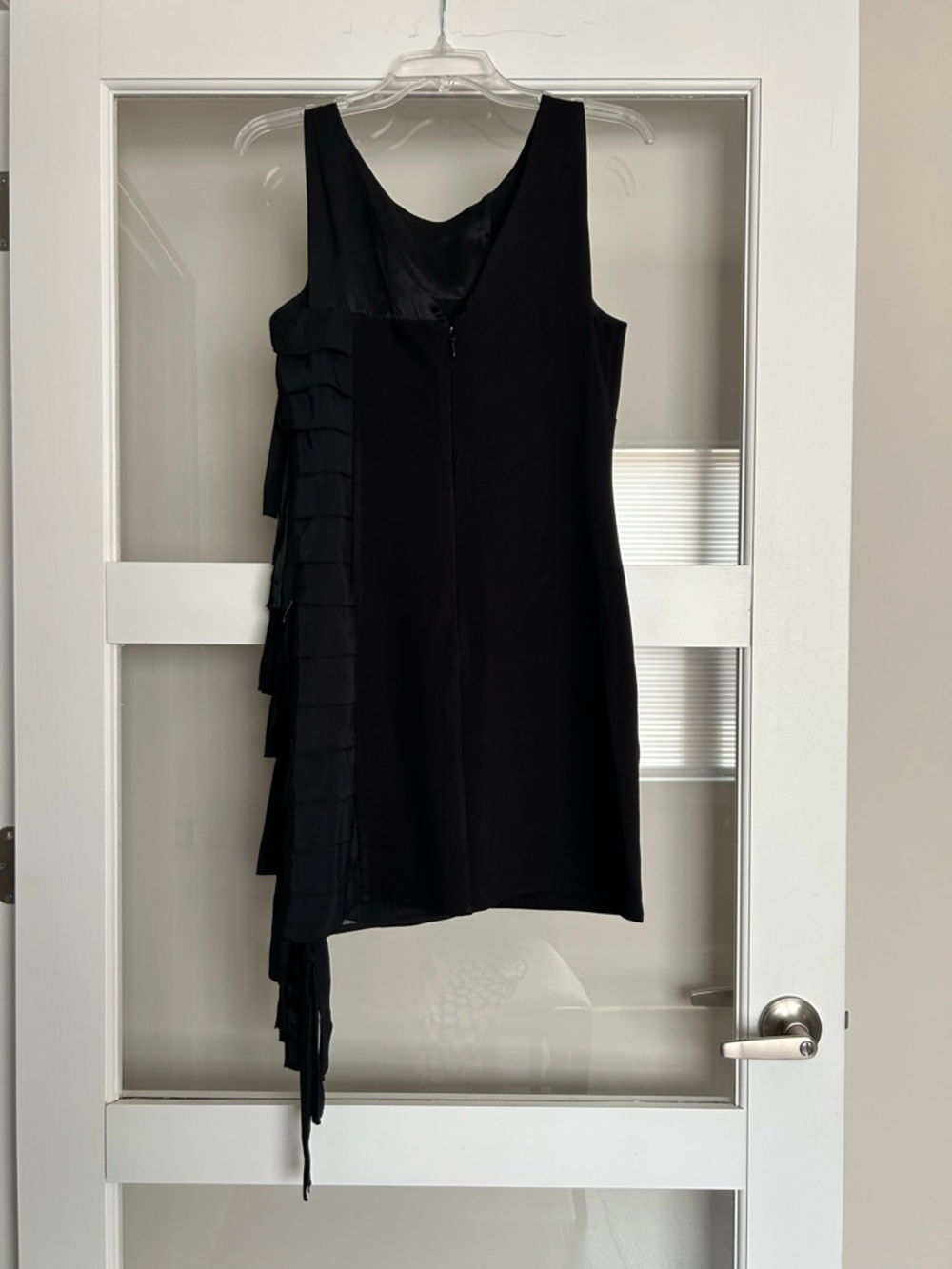 BCBGMaxAzria Black One-Shoulder Ruffle Shift Dress